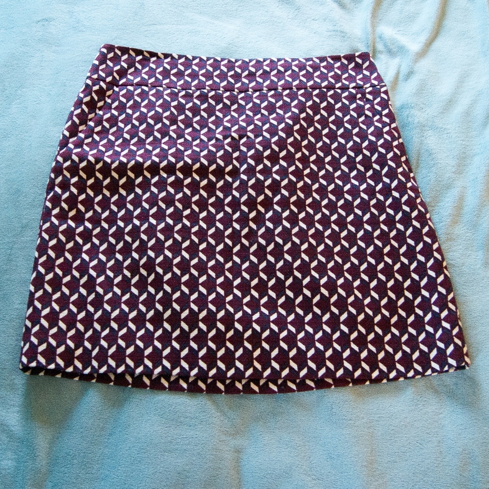AT Geometric Pattern A-Line Mini Skirt EUC